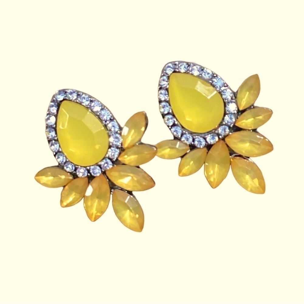 Yellow NEW CRYSTAL STATEMENT POST EARRINGS #111